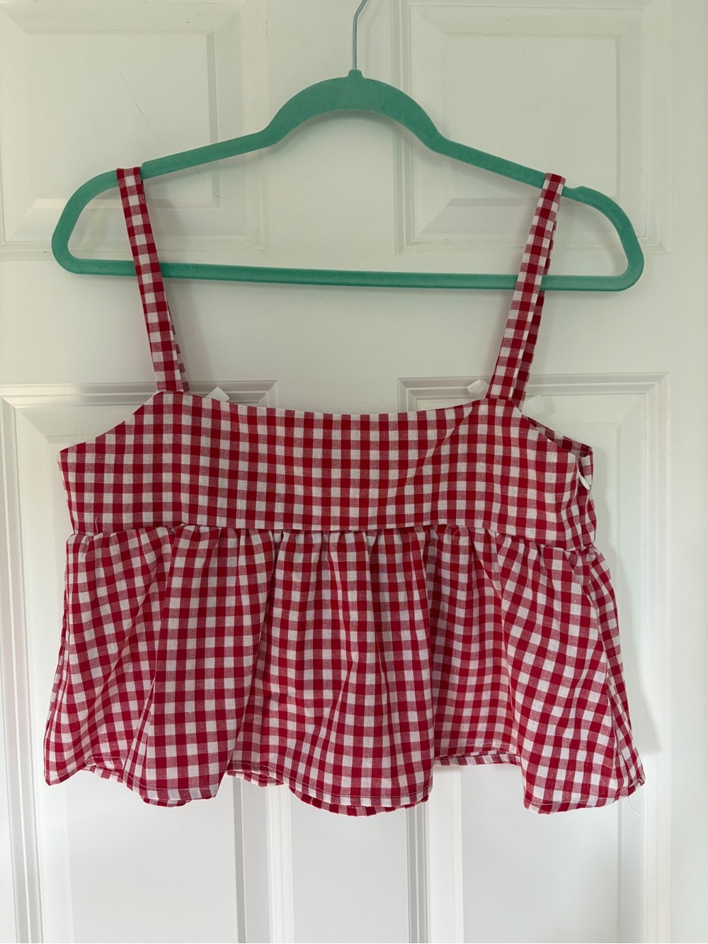 Red Gingham Ruffled Tank Top - Picture 6 of 8